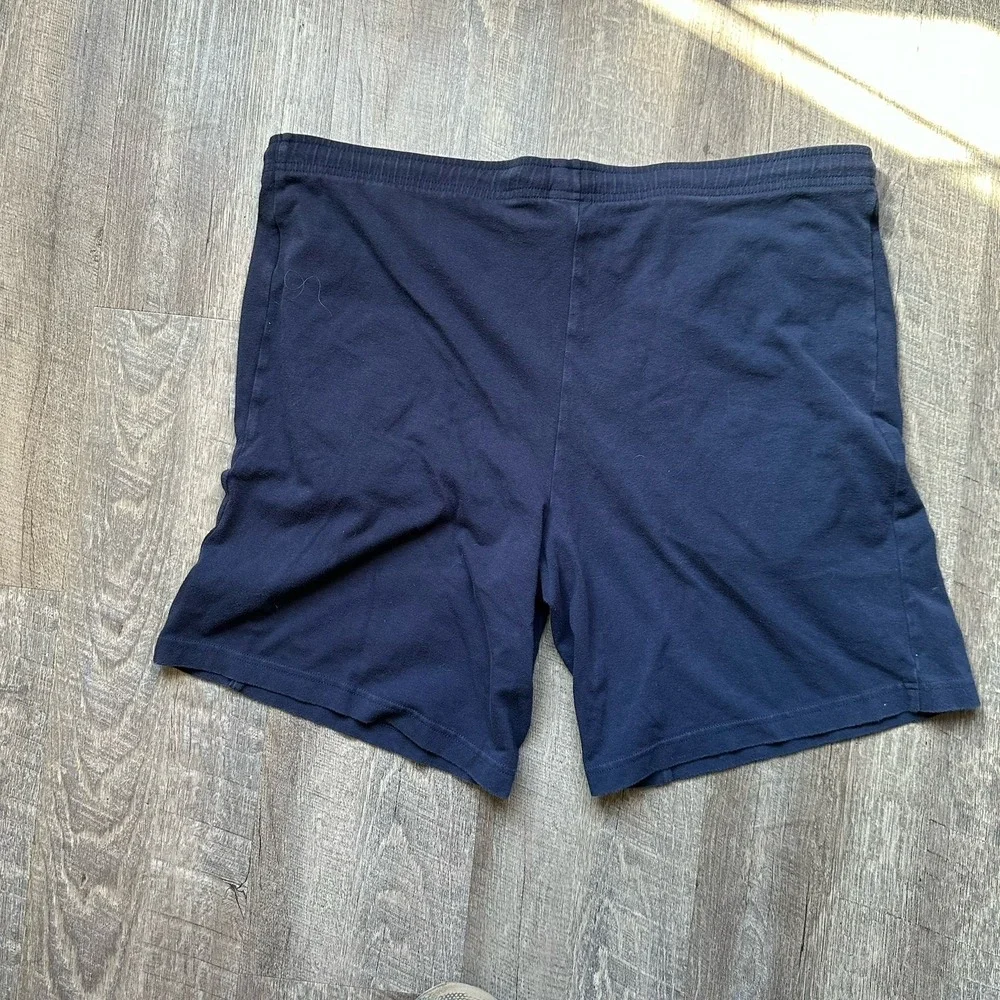 Vintage Nike Men's L Navy Cotton Shorts Original  Small Swoosh‎ Athletic Retro